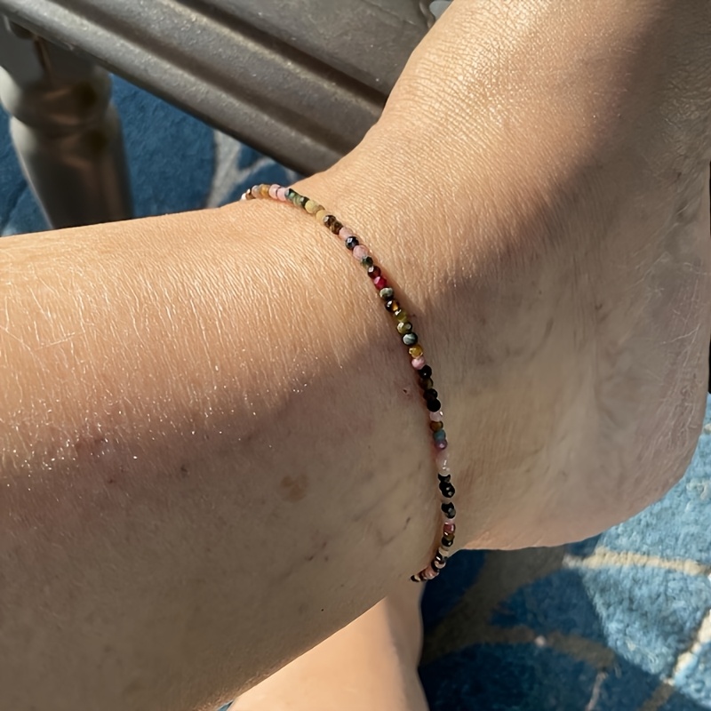 Women's Colorful Quartz Beaded Anklet, Minimalist Gift